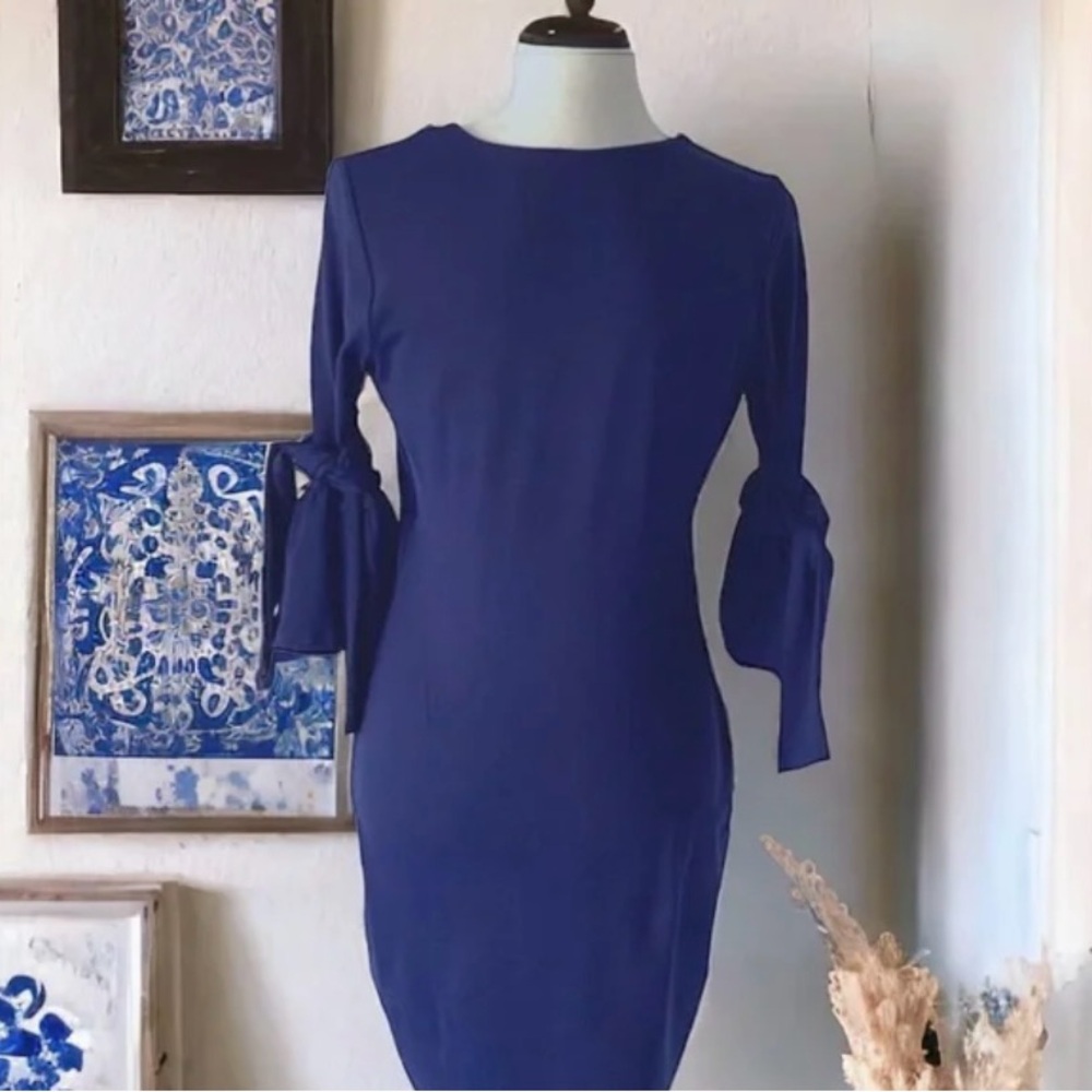 Susana Monaco Deep Sea Blue Bell Sleeve Dress By Revolve - Picture 5 of 15